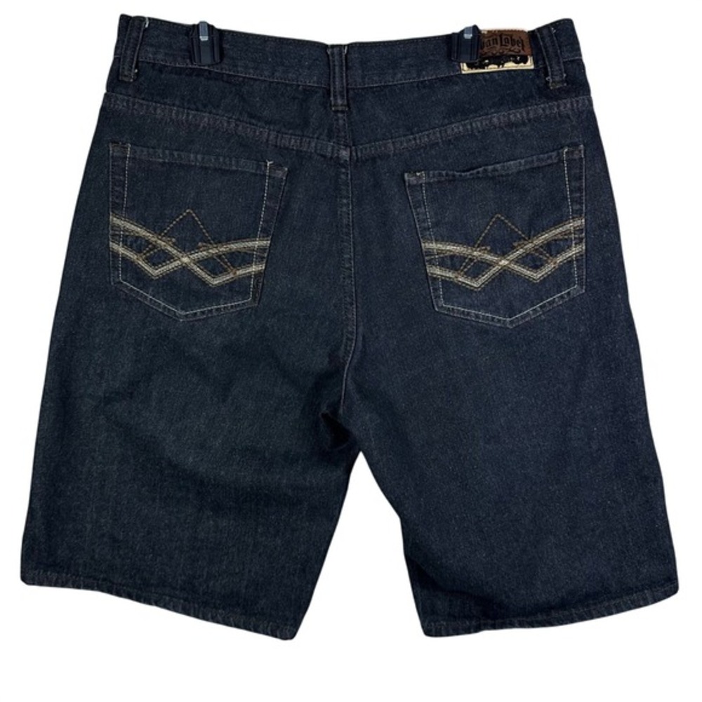 VTG Y2K Urban Label Denim Shorts Mens 38 Dark Wash Embroidered Baggy Streetwear‎